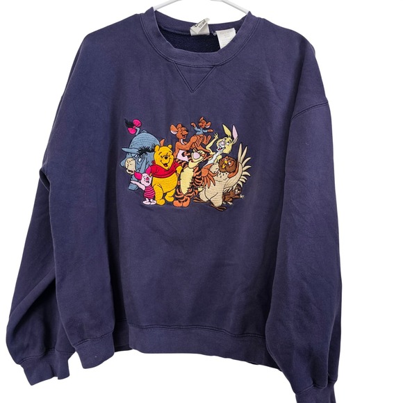 Disney Other - Vintage Disney Store Winnie the Pooh Friends Embroidered Sweatshirt Navy‎ Large